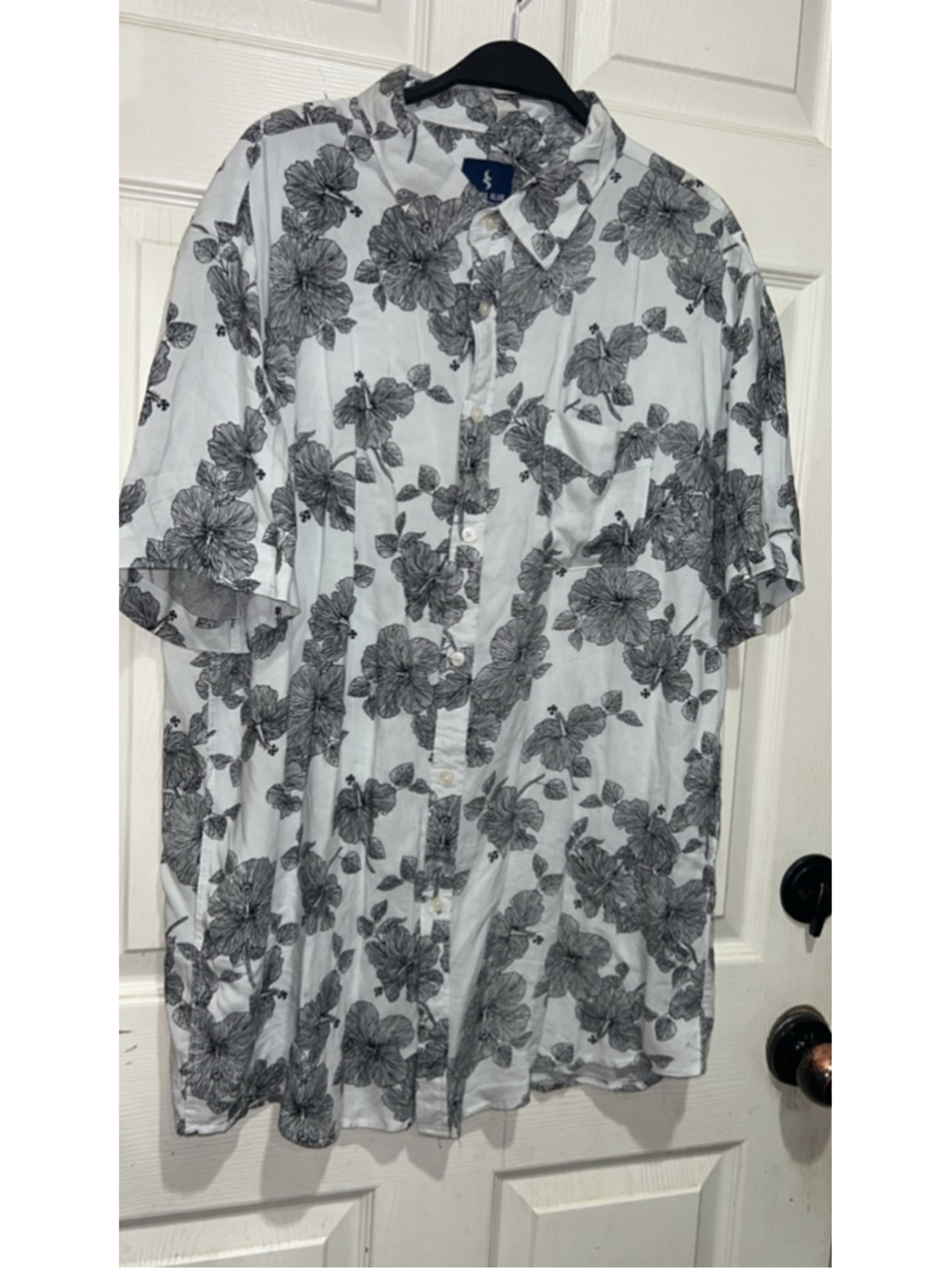 Men's Banana Blue Casual Button Down Shirt XL White Black Floral